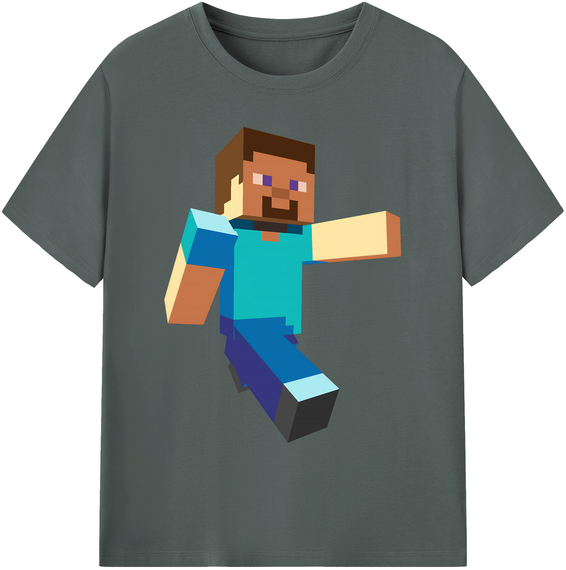 （画像用） マインクラフト ブロックの世界 Minecraft MC Block world 綿100％ メンズ半袖Tシャツ｜肌触りやわらか＆通気性